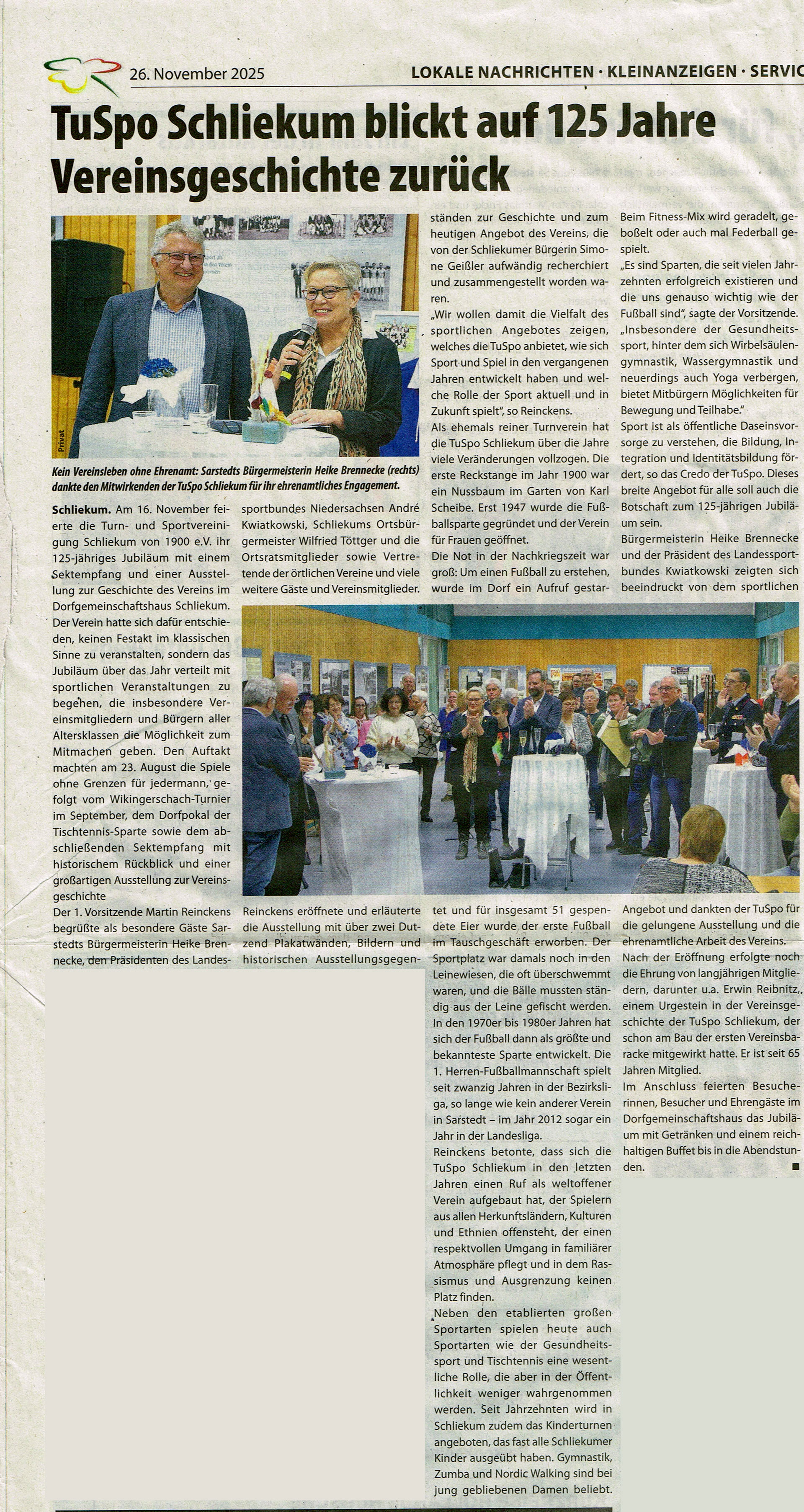 Zeitungsausschnitt zum Jubiläum